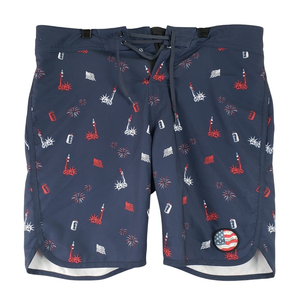 TravisMathew Board Shorts Mens 35 Navy Americana Patriotic Stretch Surf Swim